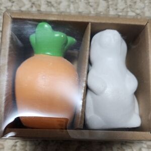 Carrot and Bunny Ceramic Figurine Set - Orange & White